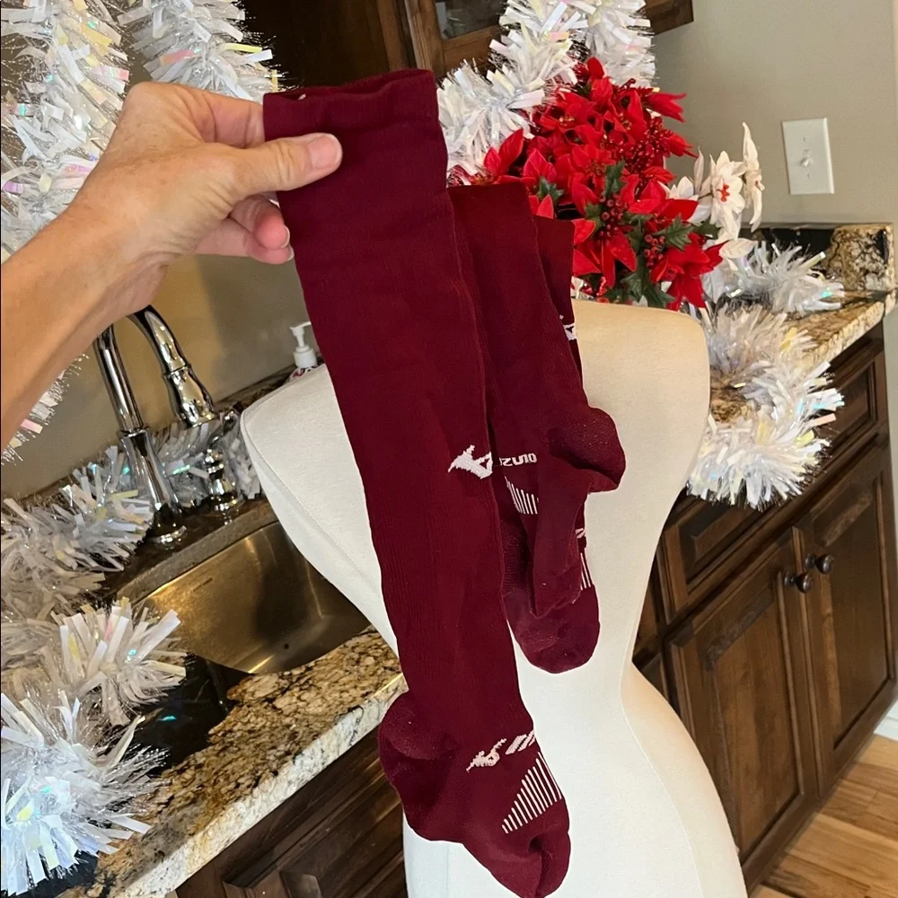 Softball Socks Mizuno Maroon Burgundy Set of Two